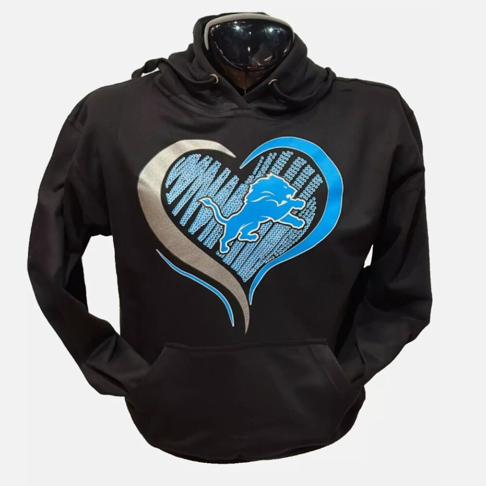 Detroit Lions Football Heart Hoodie NFL Lions Casual Sweatshirt Hooded Sweater